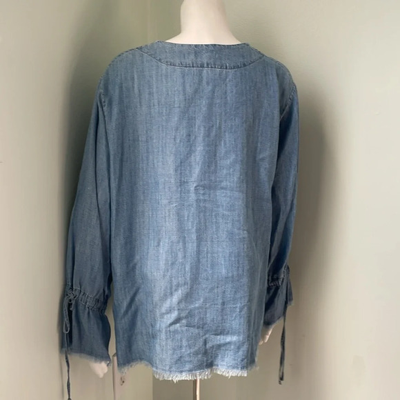 Rails Zimi Linen Blend Denim Blouse Chambray Size Large - Picture 11 of 14